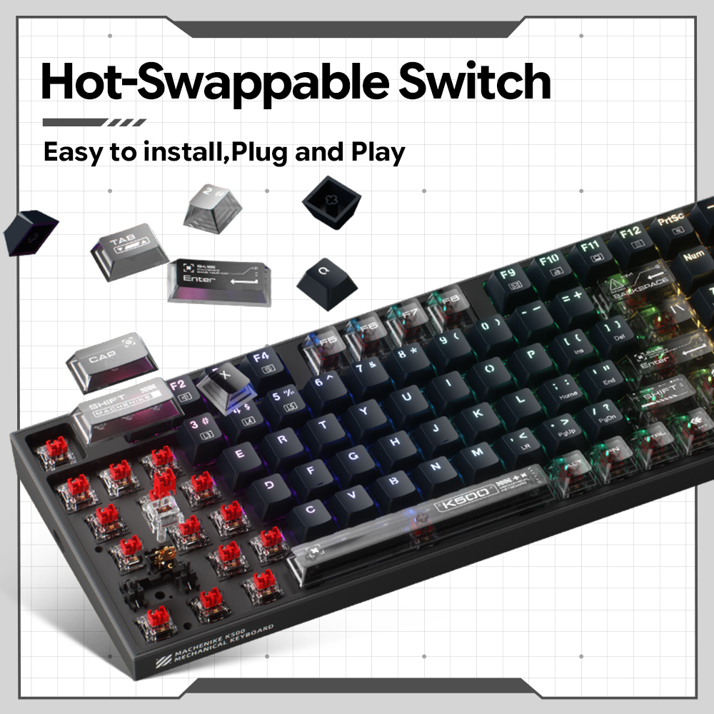Machenike K500-B94 V2 Bedraad  - Gaming Keyboard Hot Swappable recensie en prijs