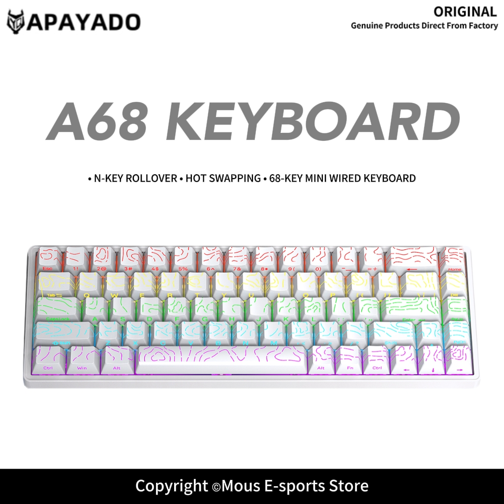 APAYADO A68 Bedraad mechanisch - Keyboard Gaming Blue Switch recensie en prijs